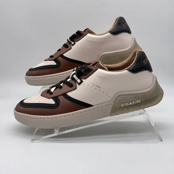 Coach CitySole Court Sneakers Men’s 10D Brown Black White Leather Low Top Shoes - Picture 5 of 16